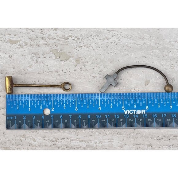 Brass Japanese Inspired Temple Bell Hammer & Gong   Ornate Vintage Cross Striker - Picture 9 of 11